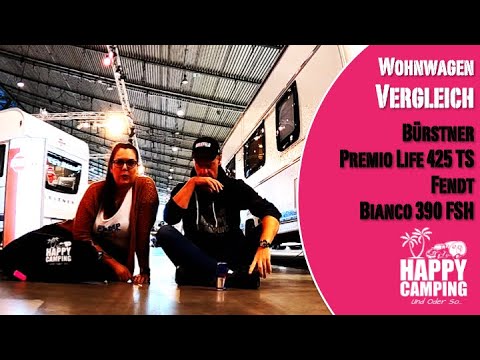 CMT 2020 - Wohnwagenvergleich Bürstner Premio Life 425 TS und Fendt Bianco 390 FHS | Happy Camping