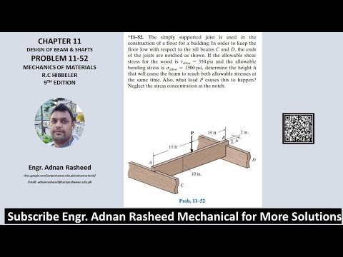 11-52 Find the Load P and h that will cause the beam | Mech of materials rc Hibbeler