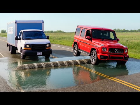Cars vs Deep Water Speed Bump Challenge #4 in BeamNG Drive!