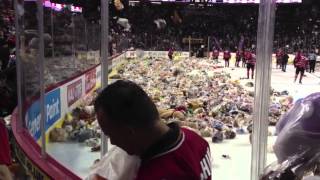 preview picture of video 'Calgary Hitmen Teddy Bear Toss 2012'