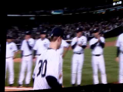 William Lofink films player introductions at the Yankees 2010 ALDS game