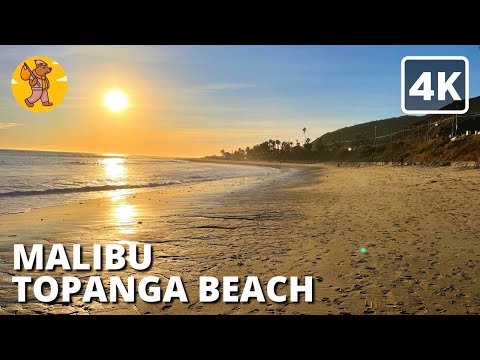 Topanga Beach in Malibu Walking Tour | Los Angeles {4k} 🔊 Binaural Sound
