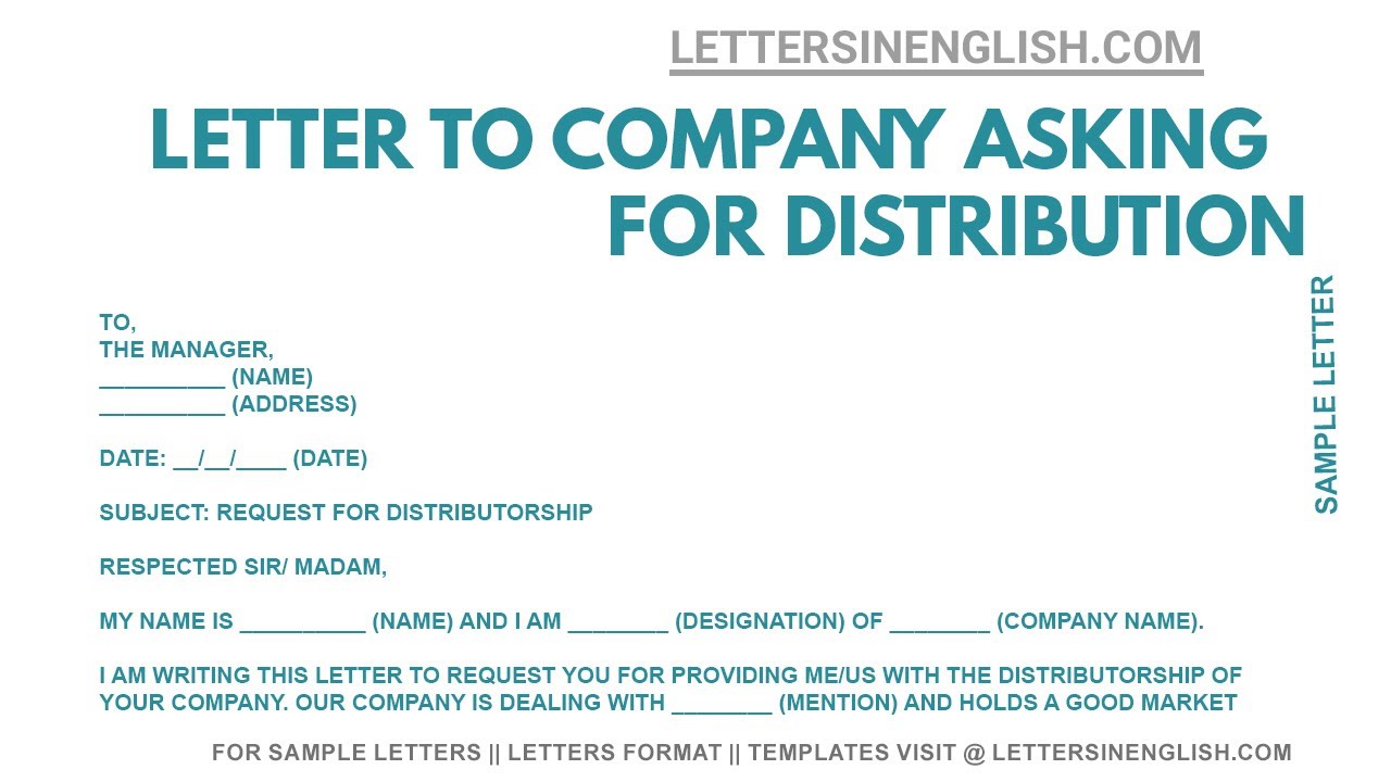 sample of application letter for distributorship