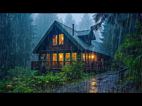 Sound of Rain on the tin Roof to Sleep immediately - Heavy Rain and Thunder in the Forest at Night