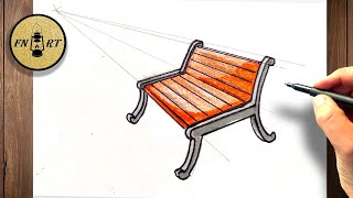 How to draw a bench step by step easy