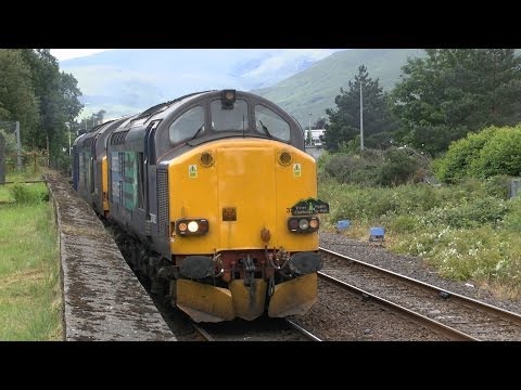 Class 37's Departing Fort William , Three Peaks Challenge By Rail ,21st June 2014