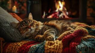 Peaceful Night by the Fire 🔥 Soft Purring & Cozy Cat Ambience for Calm Your Mind, Fall Asleep