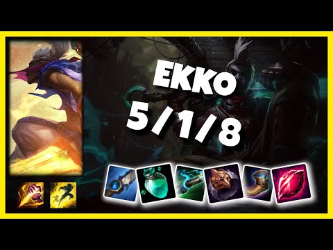 Korean Challenger Ekko Jungle (5/1/8) Gameplay Replay - Patch 10.18