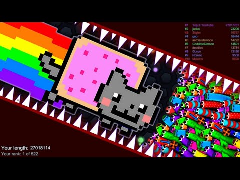 Slither.io A.I. Nyan Cat Skin Vs Pro Snakes - Epic Skin Slitherio Vip Best Gameplay - World Record