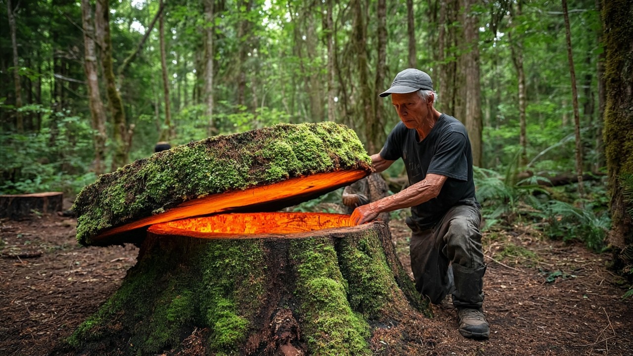 Man Builds the Most Secret Cabin in The World | by @PolissyaBushcraft
