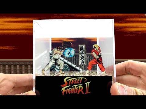 Street Fighter II Cube Diorama Ryu vs Ken SF2 Paper Craft