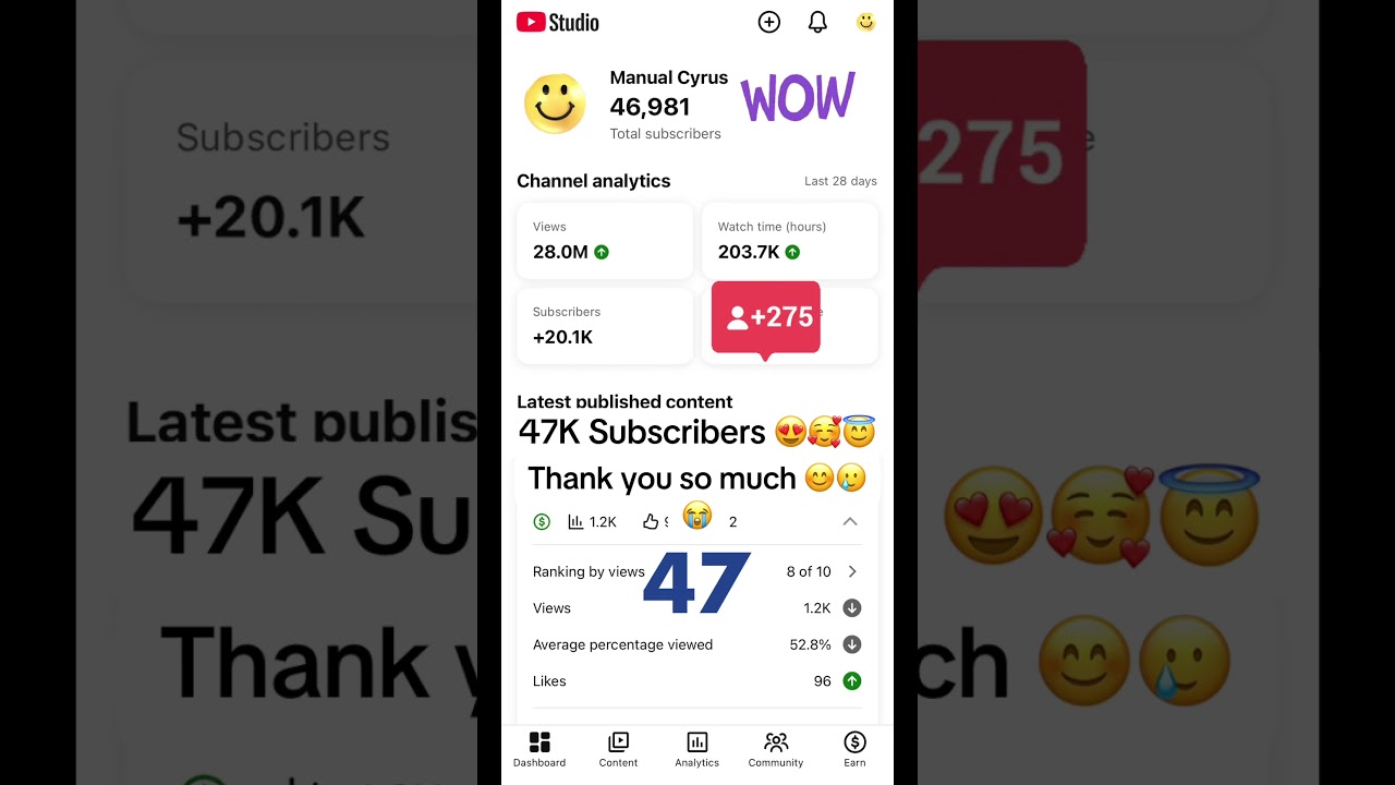 47K Subscribers😇❤️ 42 Million Profile Views Thank You All🙏😃 So Much #FYP #Thankful #Subscribe