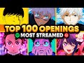 Top 100 Most Streamed Anime Openings Of All Time SPOTIFY YT MUSIC