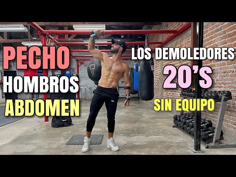 Cardio Hiit Los Demoledores 20s (20 Minutos) Rutina de Pecho Hombros Y Abdomen en Casa