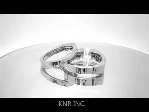 ROUND DIAMOND ENGAGEMENT RING & BAND TENSION 2.30CT 18K - KNR INC - 133