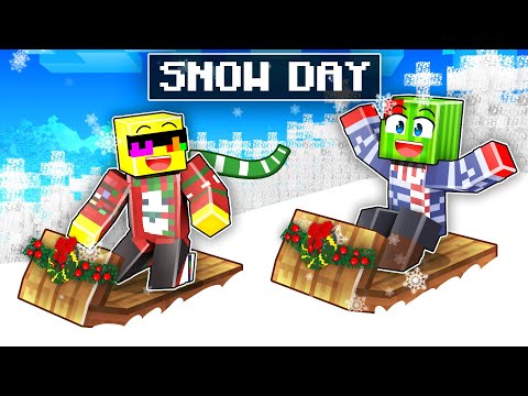 EPIC 24-HOUR SNOW DAY in Minecraft!!