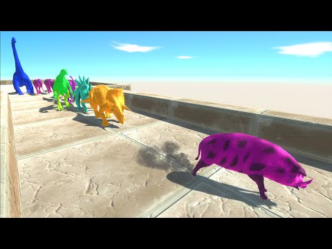 Race who can eat the pink pig #3 | Animal Revolt Battle Simulator