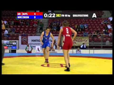 WWJC2013 / Kamala Aliyeva - Ju Yong Cheo (KOR) - FW 48 kg - qualification match