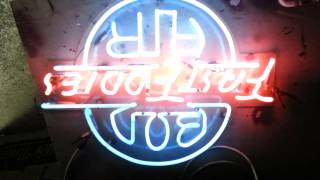 Fast Eddies Bon Air Neon Sign going bad .