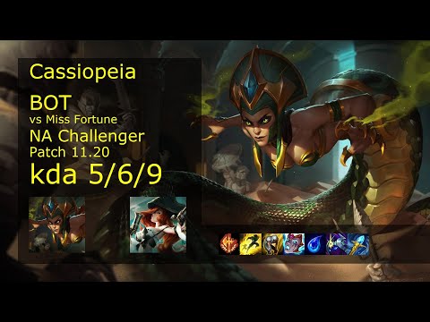 Cassiopeia Bot & Sett vs Miss Fortune & Rakan - NA Challenger 5/6/9 Patch 11.20 Gameplay