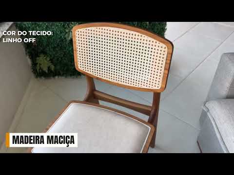 Video thumbnail of Conjunto com 2 cadeiras Malta Premium em Madeira Maciça para Sala de Jantar Moderna Mobília