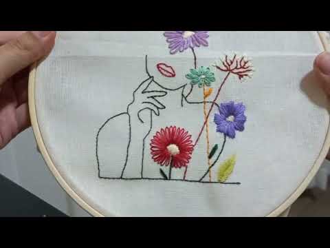 Como Bordar Contornos e Flores com Ponto Reto e Ponto Folha para Iniciantes