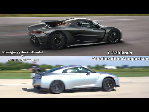 Koenigsegg Jesko Absolut Vs 2000 HP Nissan GTR 0-370 km/h Acceleration Comparison 