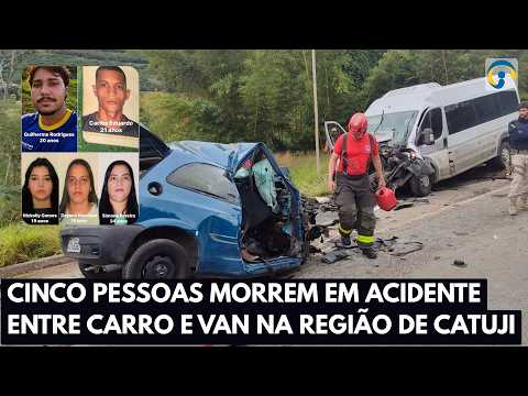 Cinco pessoas morrem em acidente entre carro e van na região de Catuji