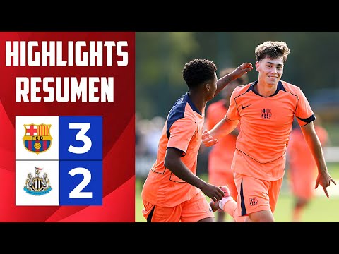 Barcelona U19 3-2 Newcastle U19 | UEFA Youth League Highlights | Oscar Gistau & Xavi Espart ⚽🎯