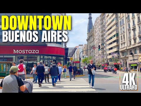 [4K] Downtown Buenos Aires Walking Tour | Congress, Historic Streets & European Architecture