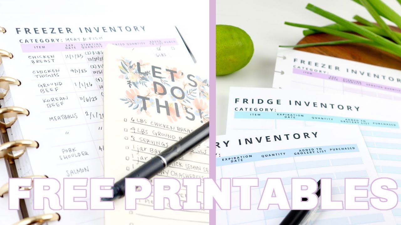 🍳Free Printables! + Meal Planning Freezer, Fridge, and Pantry Inventory | Happy Planner