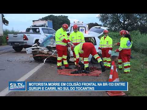 Motorista morre em colisão frontal na BR-153 entre Gurupi e Cariri, no sul do Tocantins