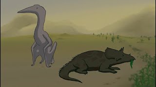 Cretaceous Characters - Quetzalcoatlus meets a young Triceratops