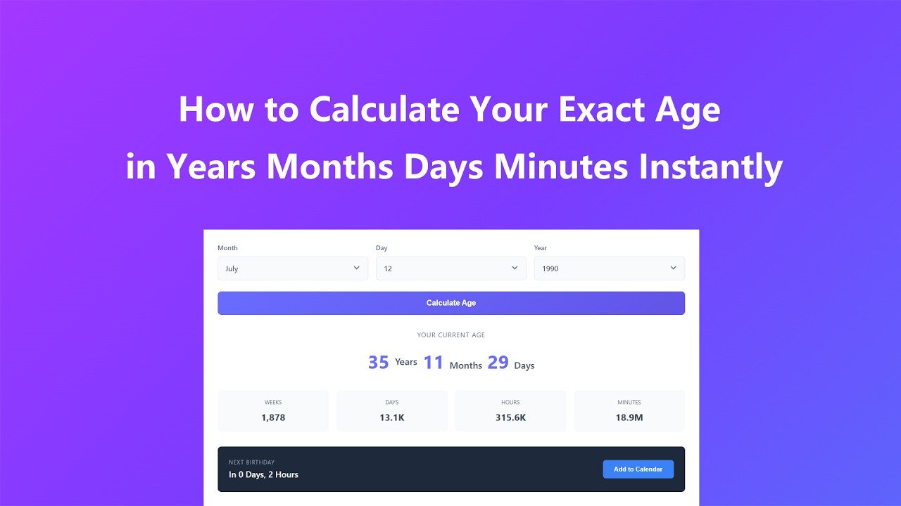 How to use Age Calculator - Video Tutorial