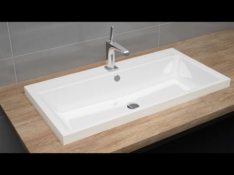 Countertop washbasin with overflow installation
