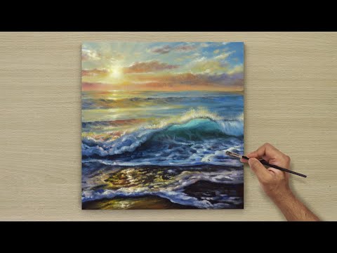 Painting a Beautiful Sunset Seascape / Acrylic painting / Art paintings