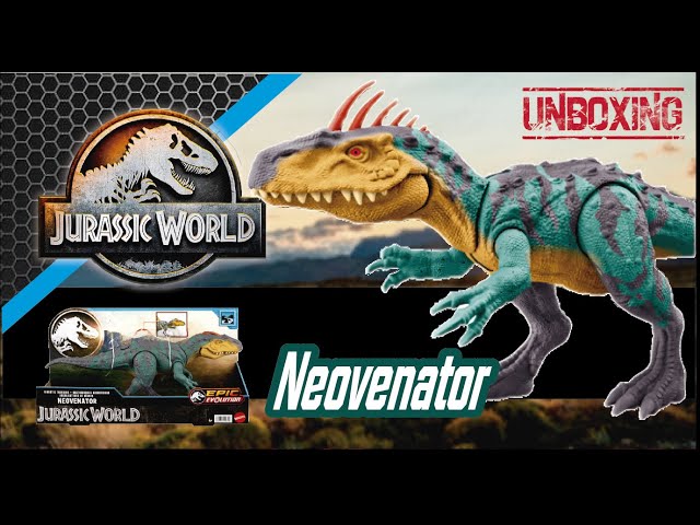 Vídeo relacionado con Mattel Jurassic World Gigantic Trackers Neovenator Dinosaurio de juguete con movimientos de ataque, +4 años, HTK78