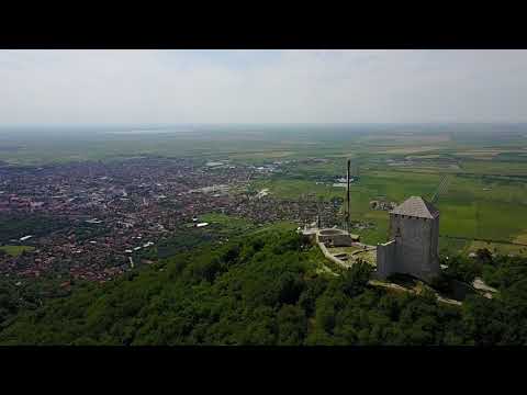 Drone Shot of Vršac Castle Вршачки замак Vršački Zamak, Birds Eye View, Serbia Вршачка кула