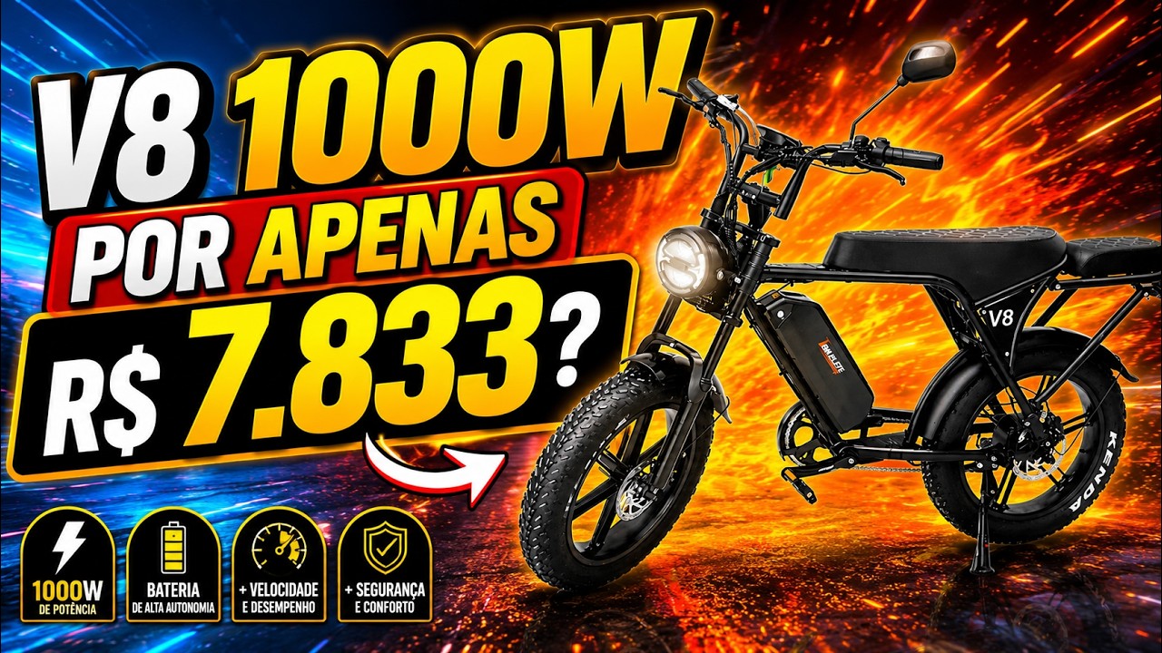 BICICLETA ELÉTRICA V8 1000W VALE A PENA? VELOCIDADE, AUTONOMIA E TUDO OQUE VOCÊ PRECISA SABER!