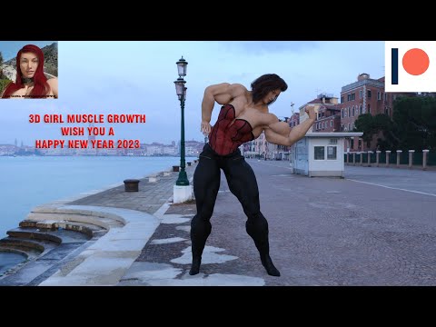 Happy new year 2023 female muscle growth animation