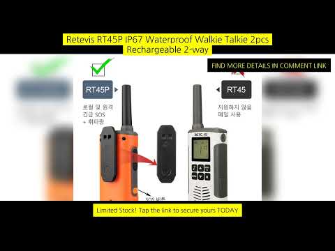 Retevis Rt45P Ip67 Waterproof Walkie Talkie 2Pcs Rechargeable 2-Way Radio