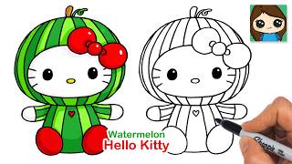 How to Draw Hello Kitty Watermelon 🍉 Sanrio