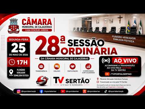 🔴 AO VIVO | 28ª SESSÃO ORDINÁRIA DA CÂMARA DE CAJAZEIRAS TEM DEBATES E VOTAÇÕES IMPORTANTES