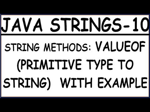 Valueof Method In Java Primitive Type To String In Java With Example