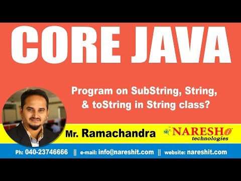 Core Java Tutorials Program On Substring String Tostring In String Class Mr Ramachandra