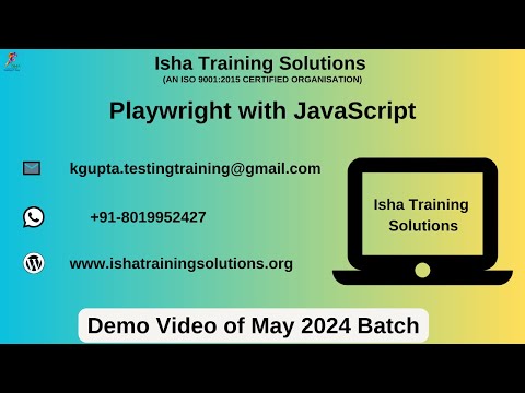 Playwright with JavaScript  Demo on 30th  May 24 Pls call /whatsapp us on +91-8019952427 to enroll