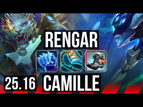 RENGAR vs CAMILLE (TOP) | 6 solo kills, Legendary, 1100+ games, 37k DMG | KR Master | 25.16