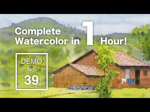 How to Paint a Serene Rural Landscape in 1 hour! | Watercolor Tutorial