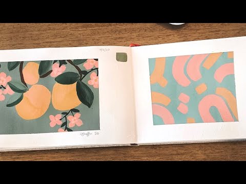 Sketchbook Timelapse: Gouache Peaches, Flowers, and Abstract Lines