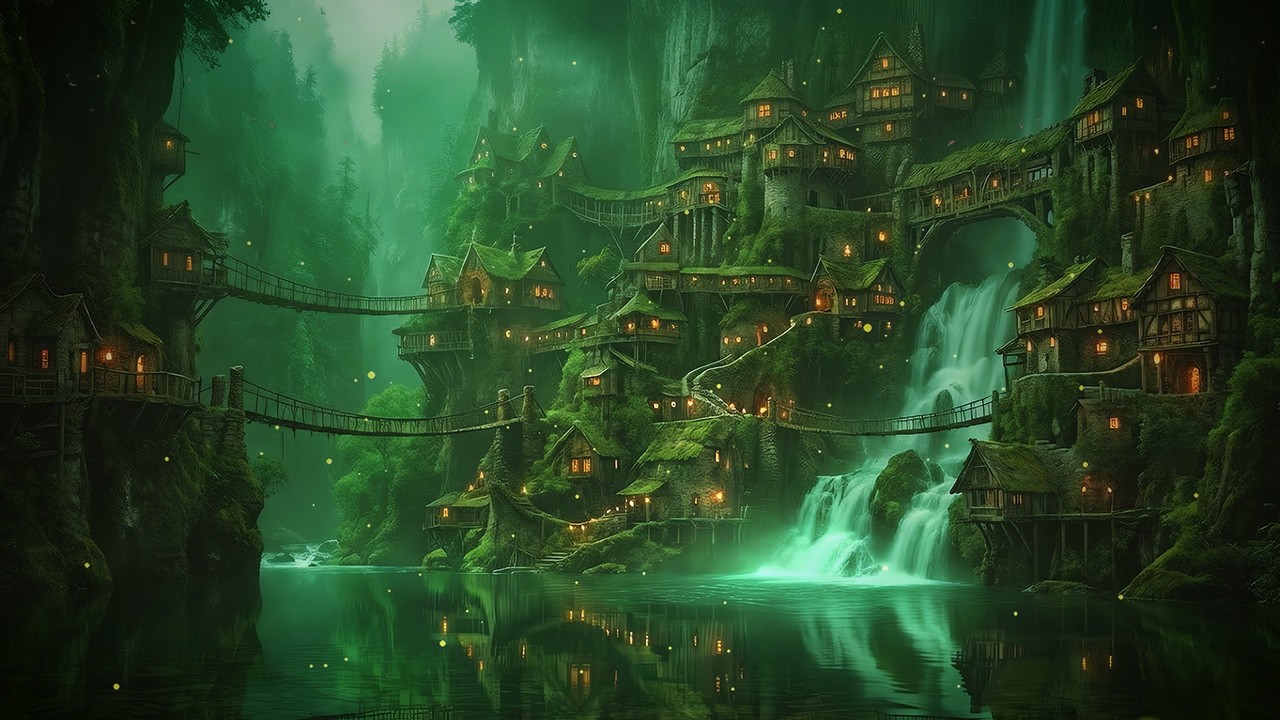 You’re in a Hidden Cliffside Village by the Waterfalls | Deep Focus & Fantasy Ambience